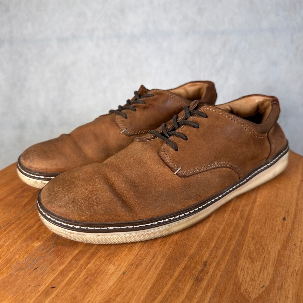 Johnston & Murphy Mcguffey Derby Mens 9.5 Brown Good Nubuck Plain Toe Shoes